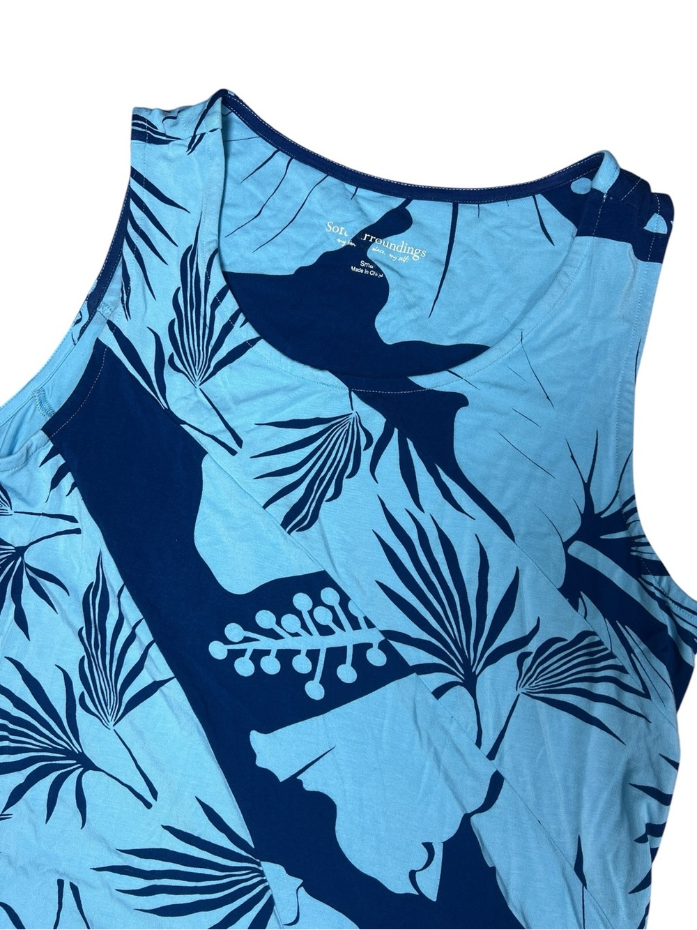 Soft Surroundings Maxi Dress Small Hanini Tropicana Blue Floral Resortwear